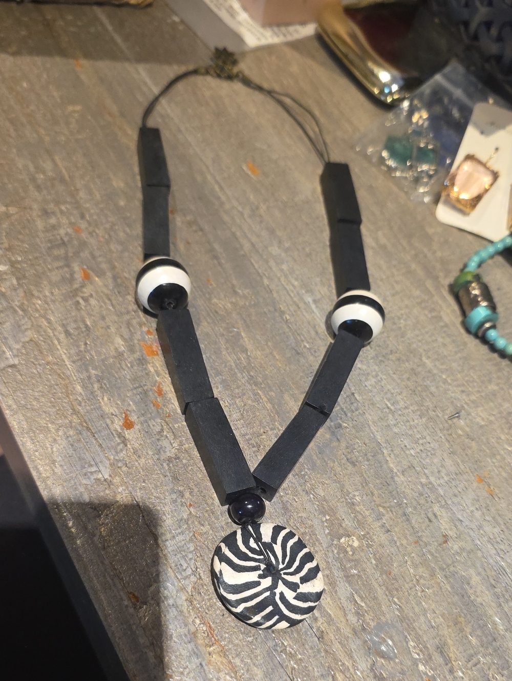 Black & White Zebra Pendant Necklace - Women Accessories